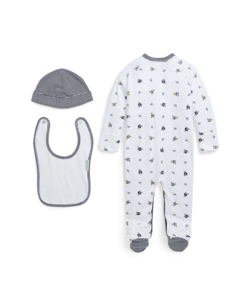 Baby Boys Polo Bear Cotton 3 Piece Gift Set