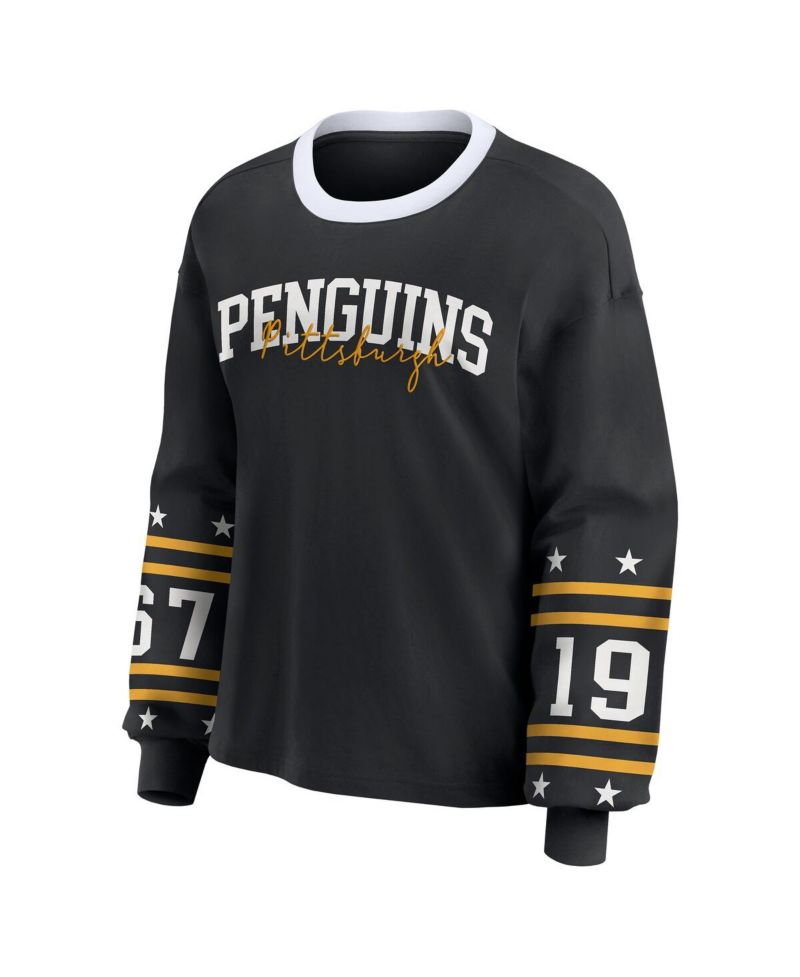 Women's Black Pittsburgh Penguins Long-Sleeve Sport T-Shirt
