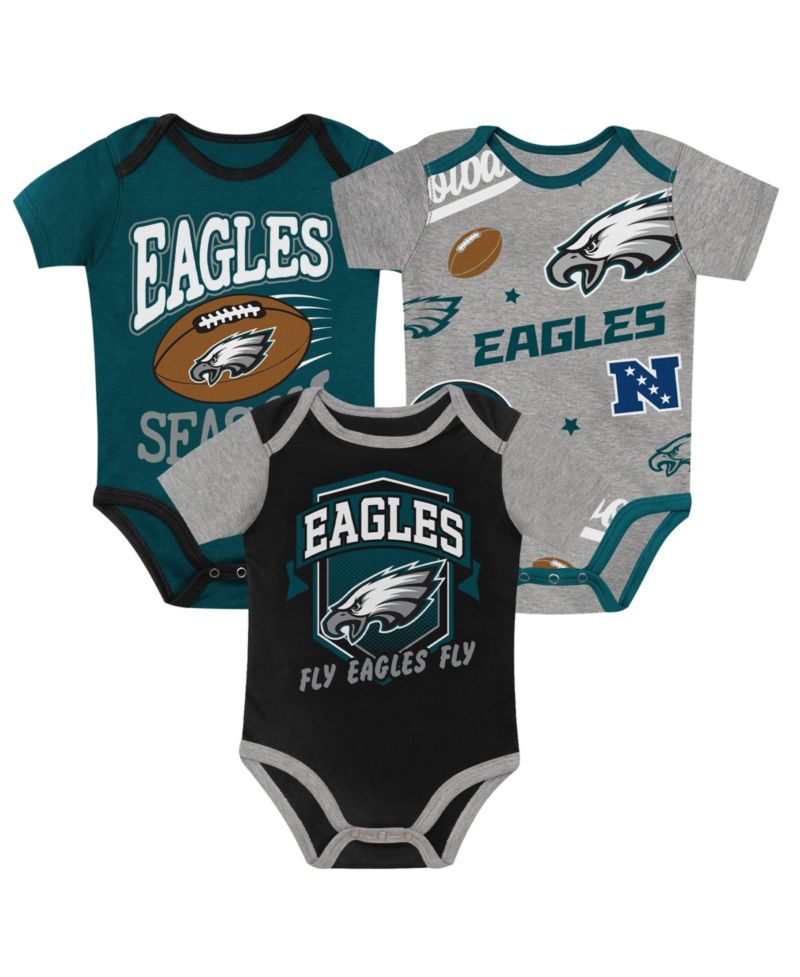 Baby Boys' and Girls' Philadelphia Eagles First Round Pick Screen-Print Graphics Bodysuits, 3-Piece Set
