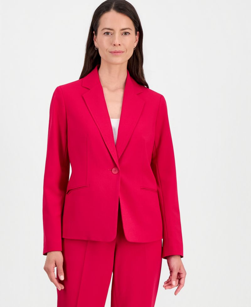 Women's One-Button Notch-Collar Jacket & Fly-Front Slim Pants Suit