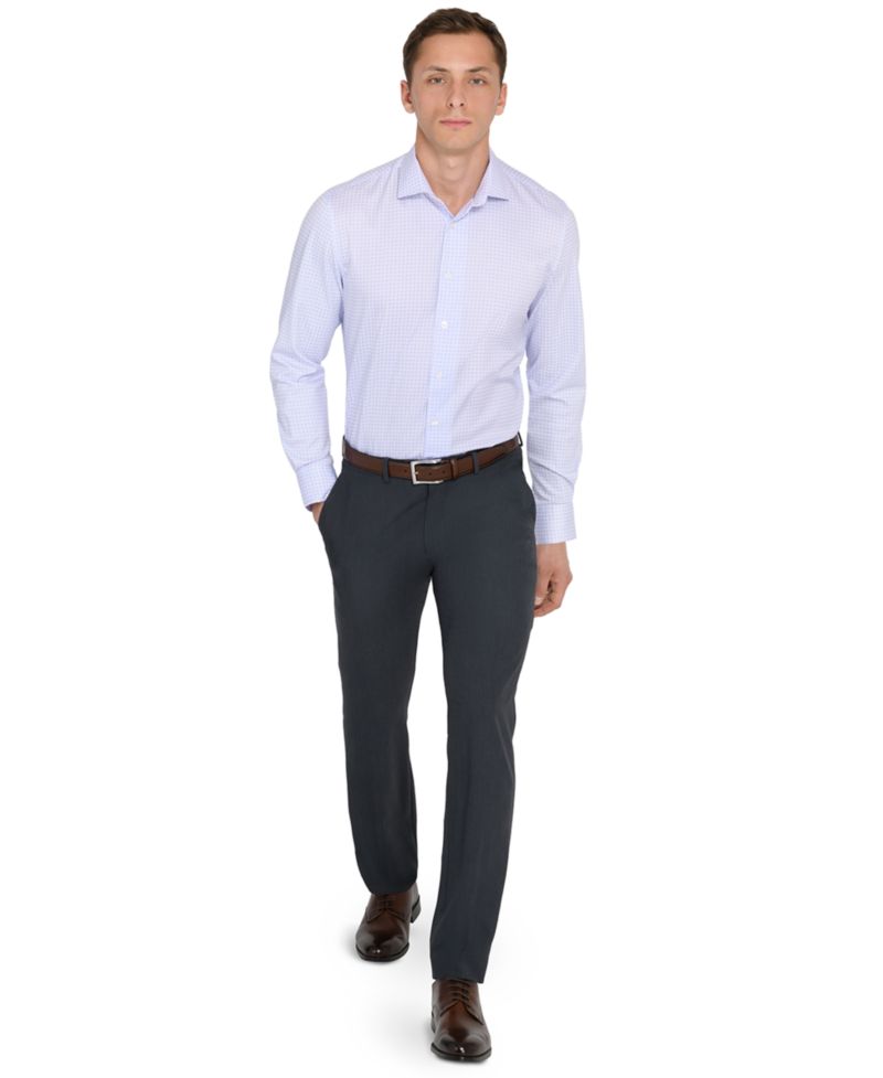 Men Checkered Print Hybrid Slim Fit Easy Care Long Sleeve Shirt