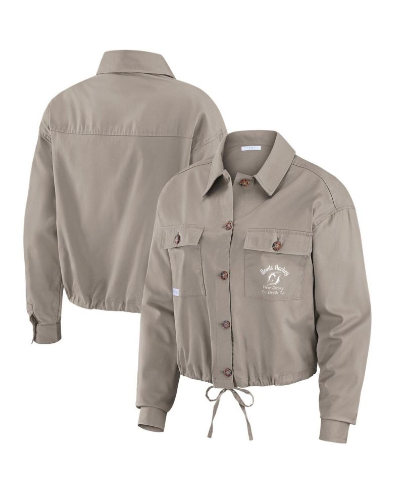 Women's Gray New Jersey Devils Cinched Button-Up Jacket