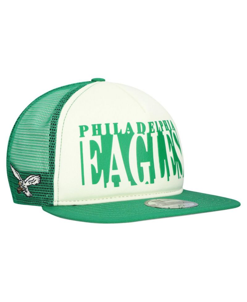 Men's Cream/Kelly Green Philadelphia Eagles Throwback Cutout A-Frame 9FIFTY Snapback Hat