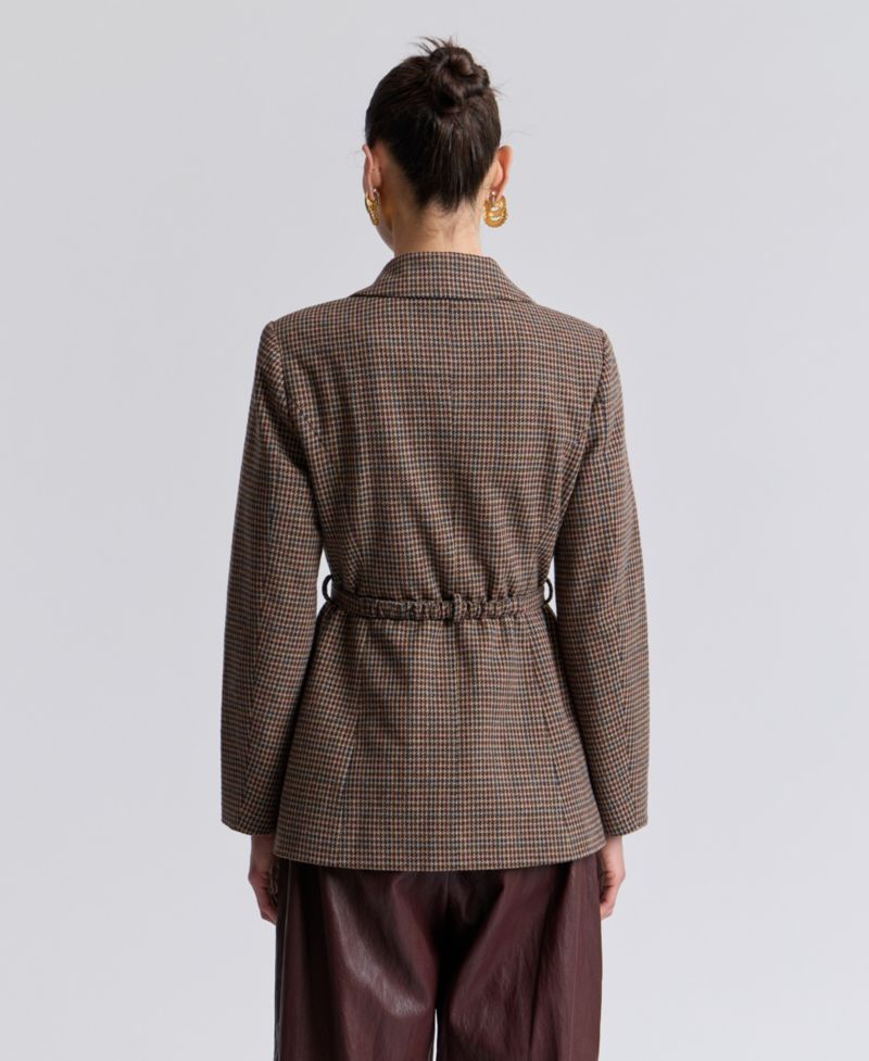 Women's Notch Lapel Collar Belted Blazer