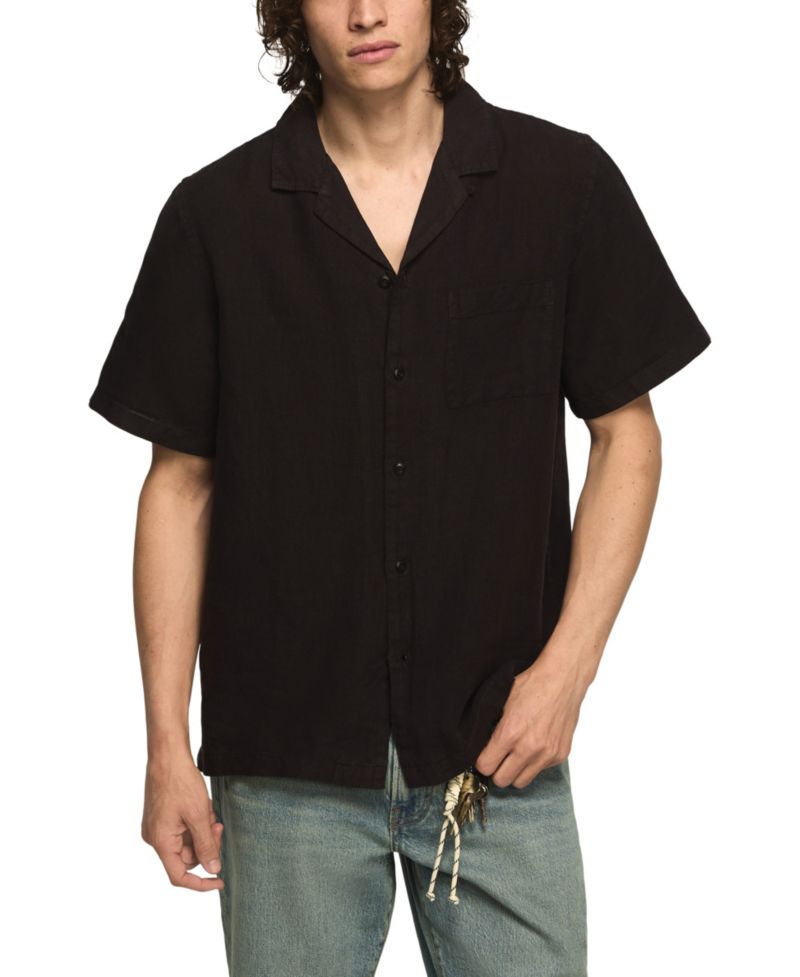 Men's Short-Sleeve Linen Camp Collar Shirt