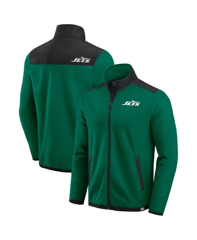 Darius Rucker Collection by Men's Green New York Jets Color Block Polar Fleece Full-Zip Jacket