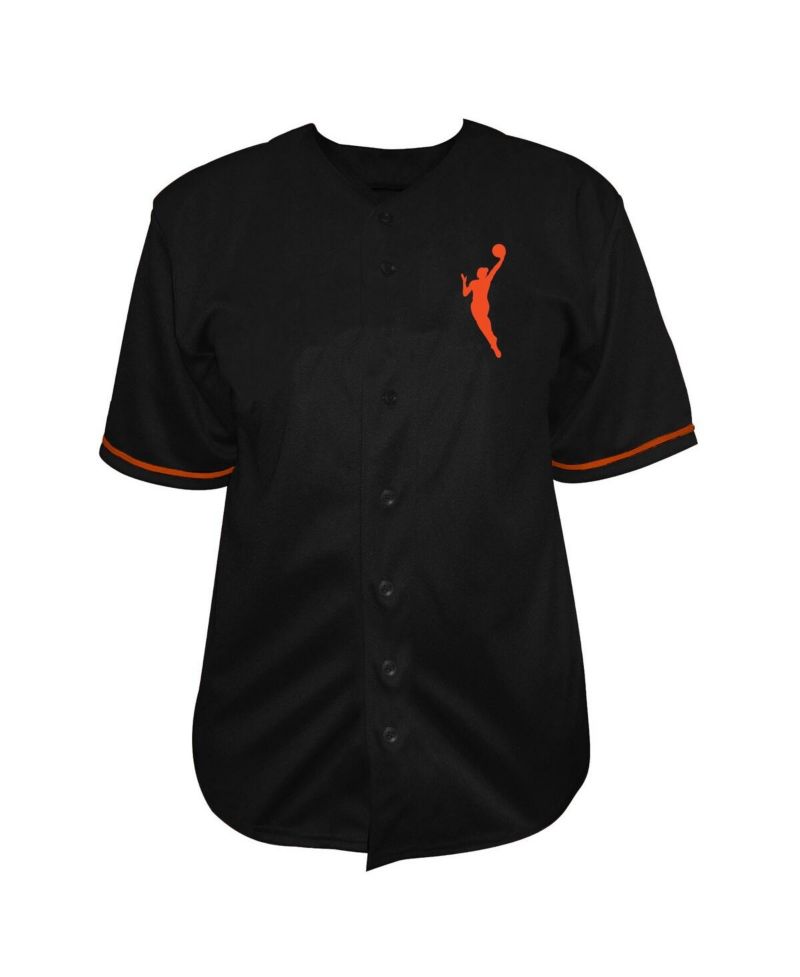 Men's Black WNBA Big & Tall Full-Button Fashion Jersey
