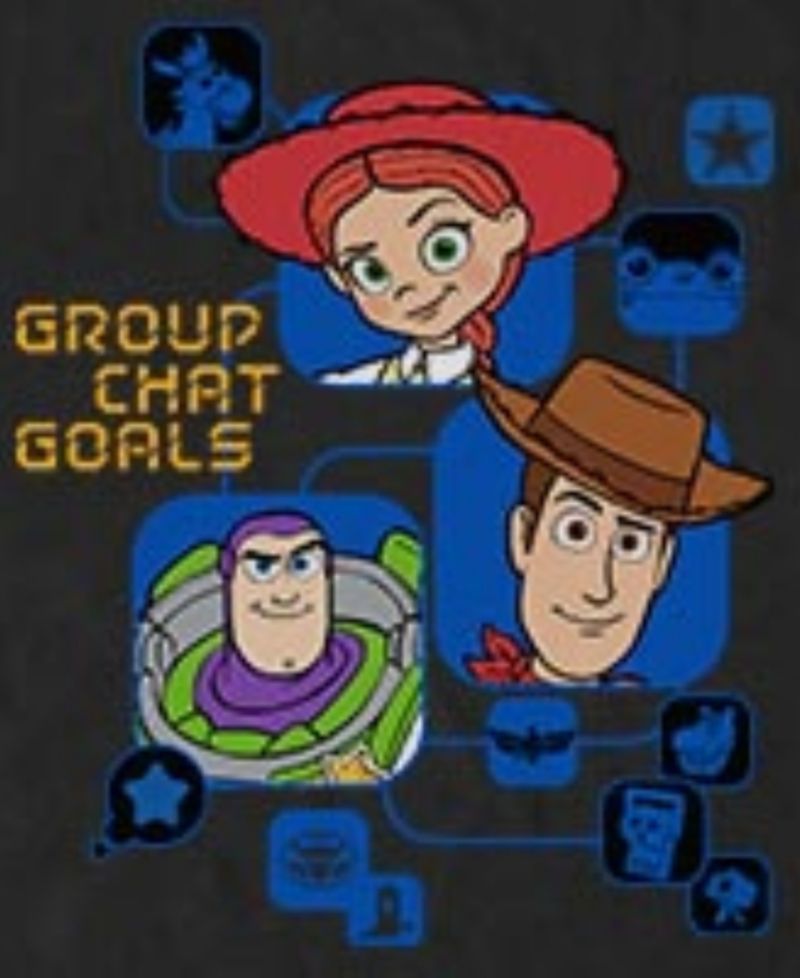 Men's Disney Pixar Toy Story Woody and Buzz Group Chat Goals Graphic T-Shirt