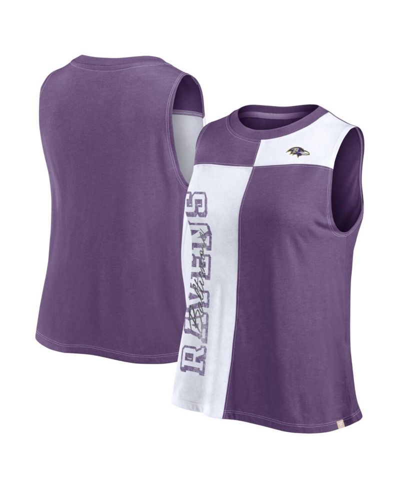 Women's Purple/White Baltimore Ravens Script Color Block Tank Top