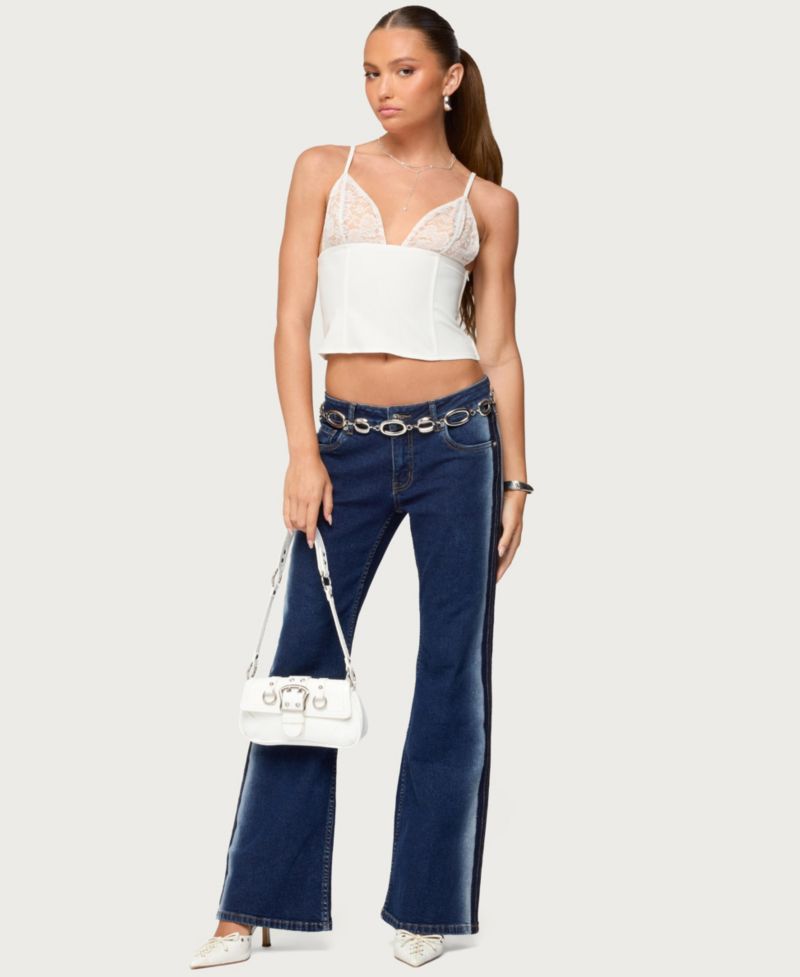 Women's Keesha Lacey Boned V Neck Top
