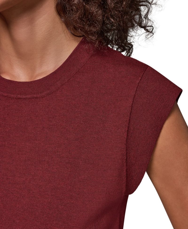 Women's Extended Shoulder Sleeveless Crewneck Sweater