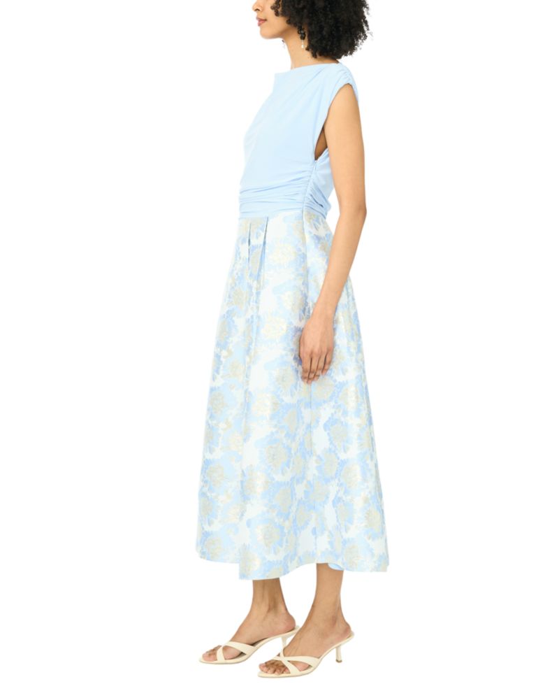 Women's 3/4-Length-Sleeve Boat Neck Printed Jacket Dress