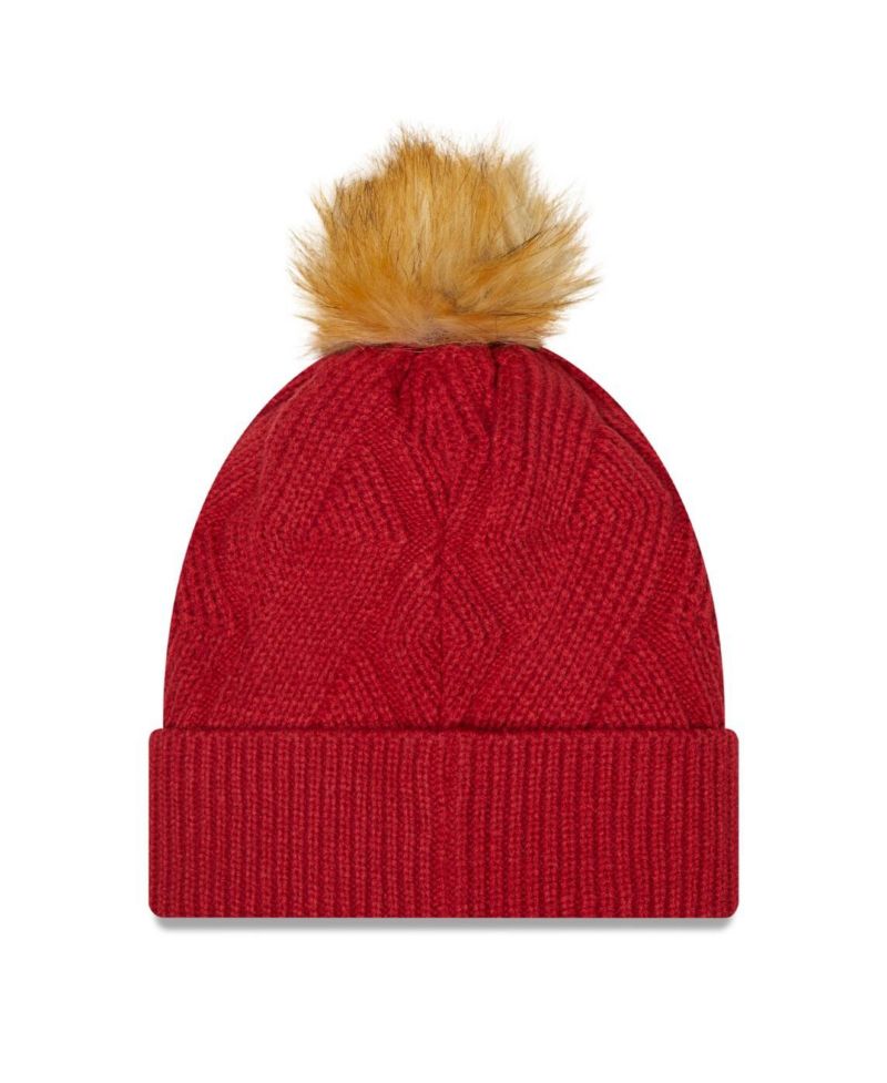 Women's Cardinal Arizona Cardinals Snowy Cuffed Knit Hat with Pom