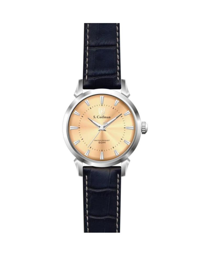 S.Coifman Men's Heritage Quartz Dial Leather Strap Watch