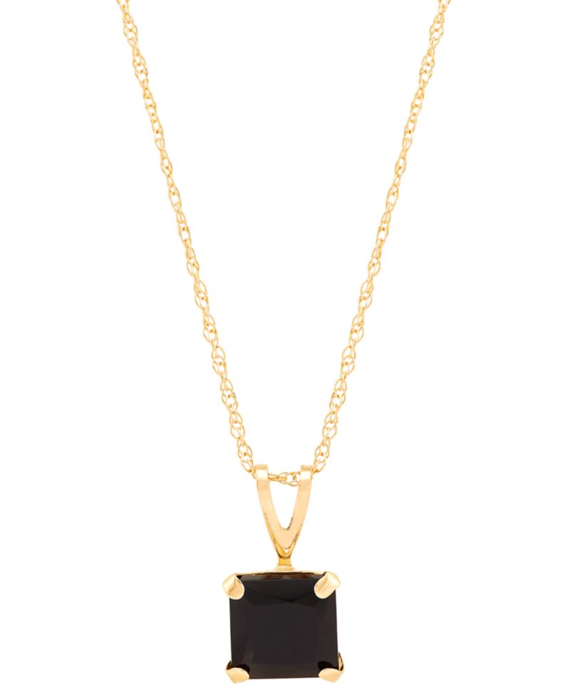 Onyx Square 18" Pendant Necklace in 14k Gold