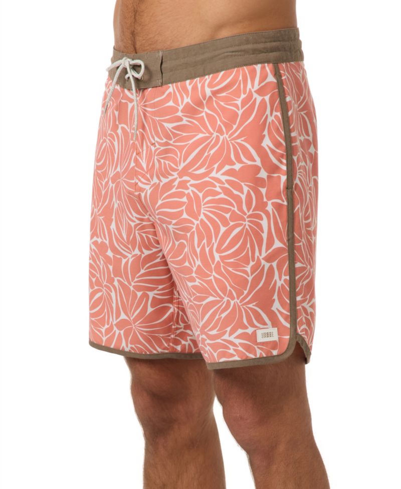 Men's Cruzer Scallop Leaf Pattern Board Shorts