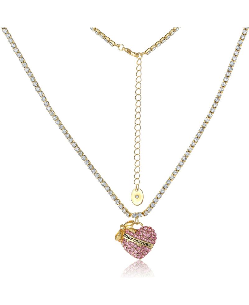PavÃ© Heart Pendant Necklace, Gold&acirc;€‘Tone