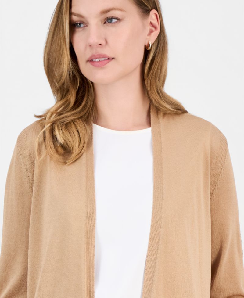 Women's Stitch-Detail Open-Front Cardigan Sweater