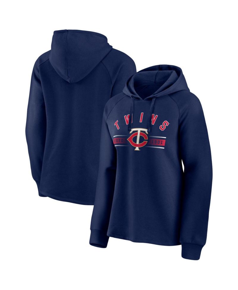 Women's Navy Minnesota Twins Perfect Play Raglan Pullover Hoodie