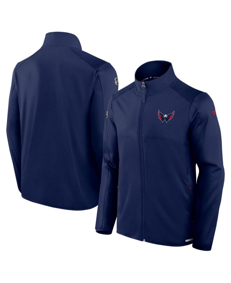 Men's Navy Washington Capitals Authentic Pro Rink Fleece Full-Zip Jacket