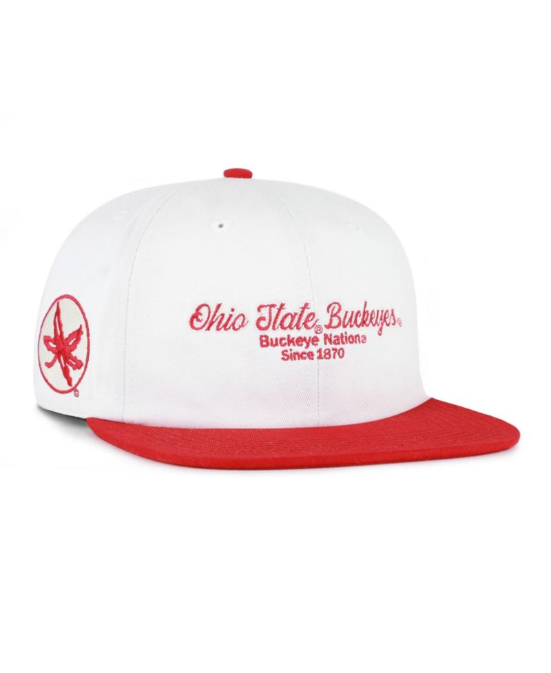 Men's '47 White/Scarlet Ohio State Buckeyes Script Stack Relaxed Captain Adjustable Hat