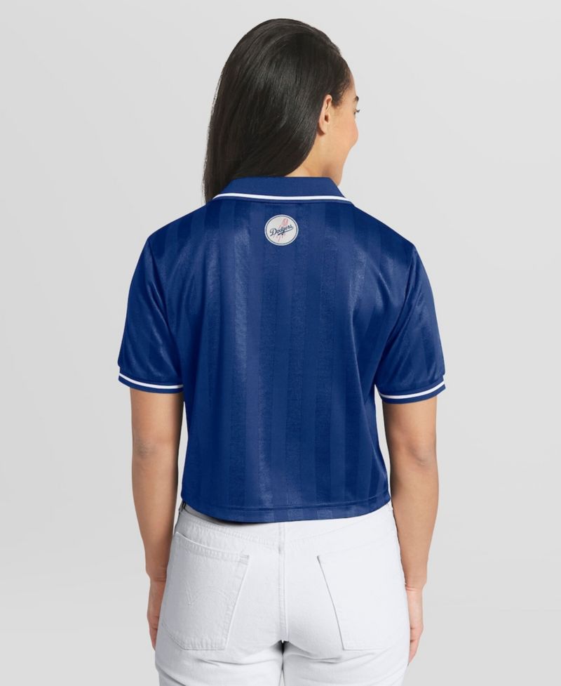 Women's Royal Los Angeles Dodgers Cropped Polo Shirt