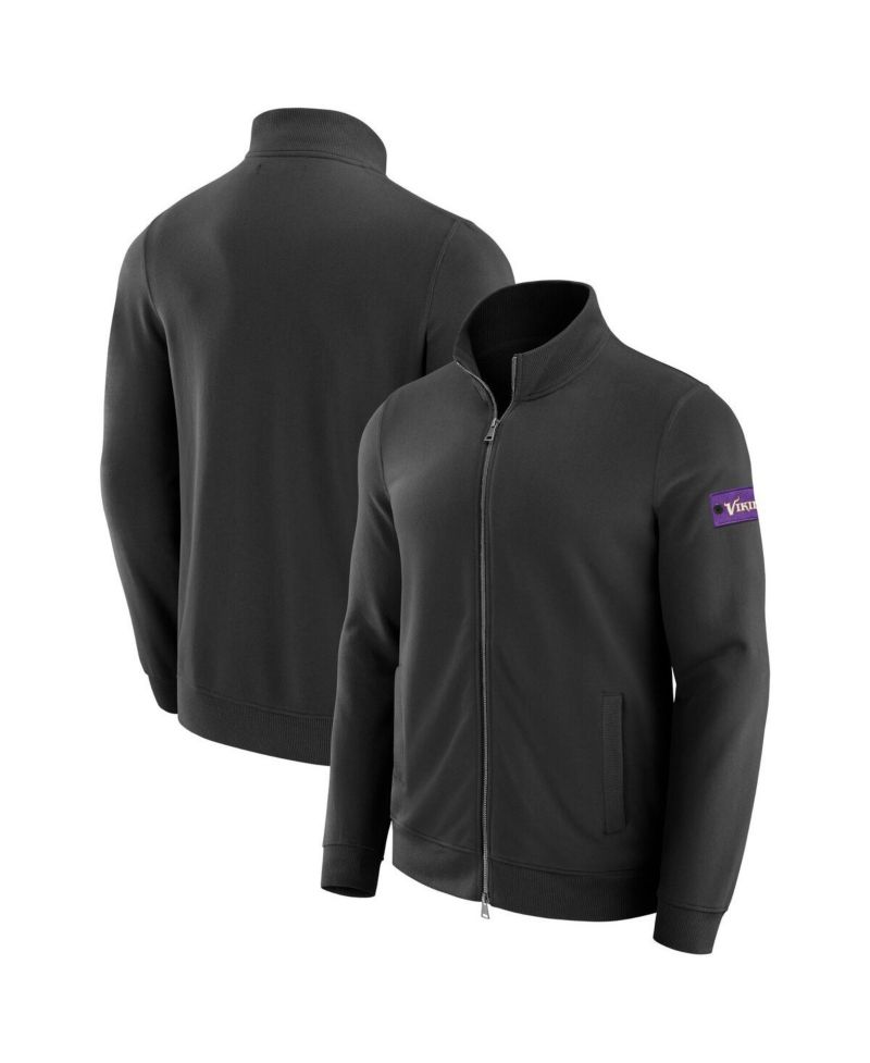Men's Black Minnesota Vikings QB1 Full-Zip Sweatshirt