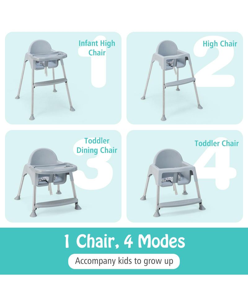 Multi-Stage Baby High Chair with Removable Double Tray for Infants and Toddlers