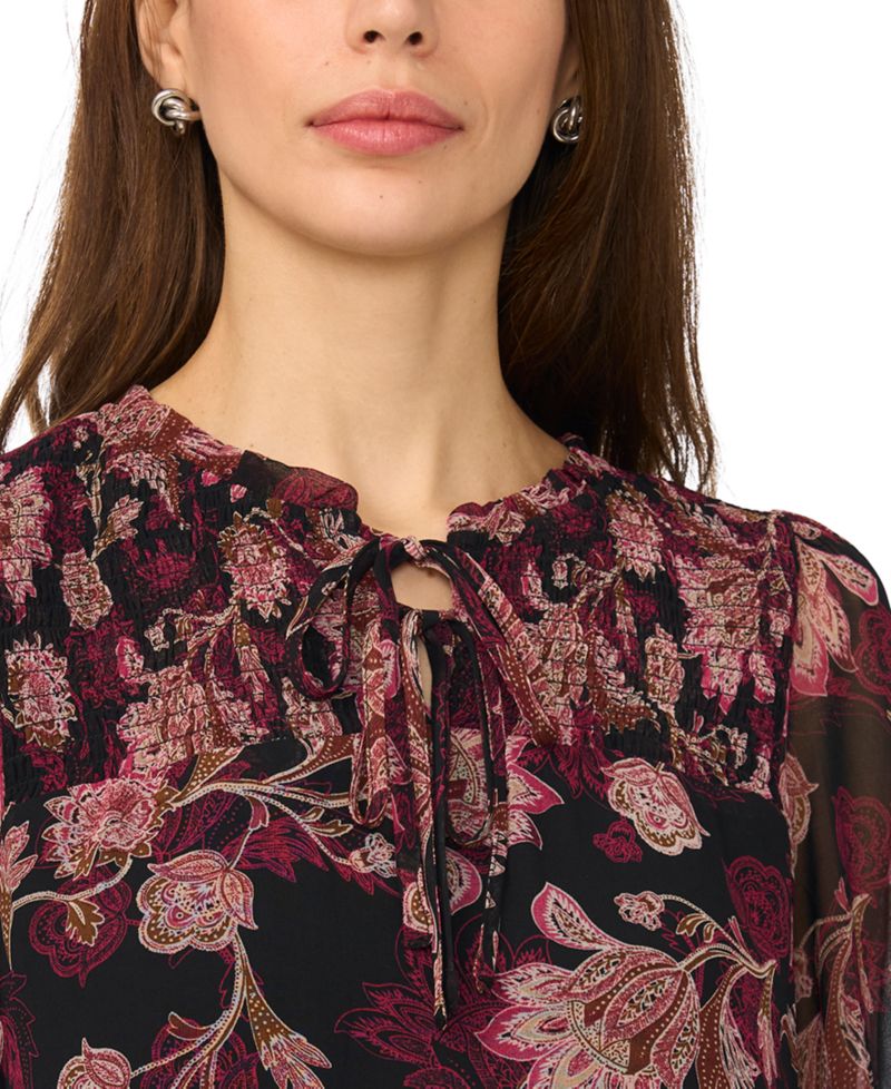 Women's Smocked Yoke Ruffle Neck Dress