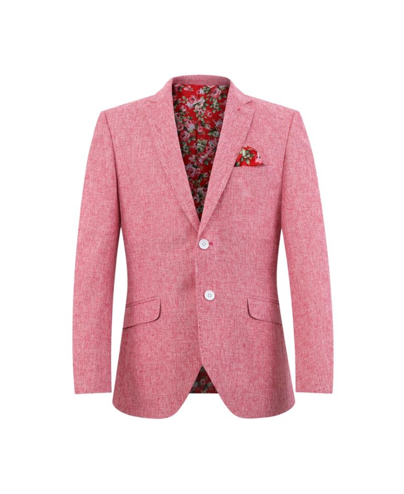 Boys Pink Slim Fit Clasic Melange Jacket