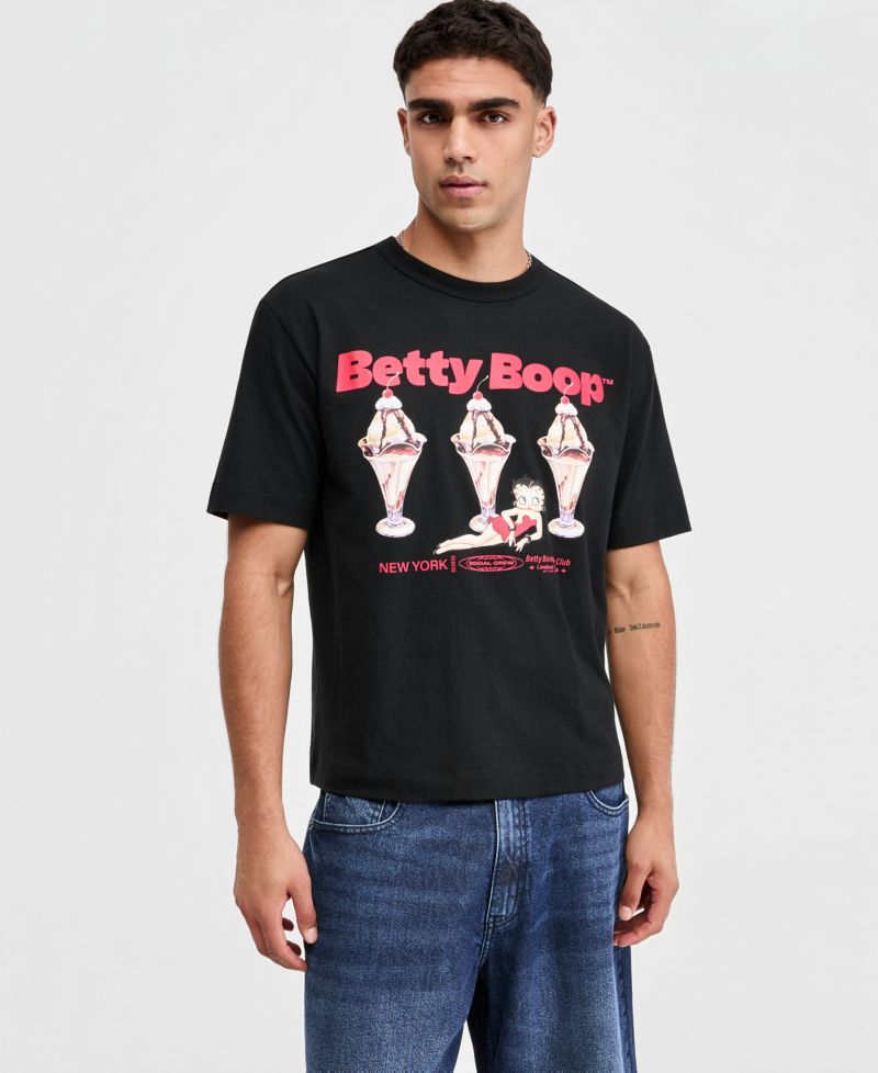 Men's Relaxed-Fit Betty Boop Ice Cream Graphic T-Shirt, Macy's Exclusive