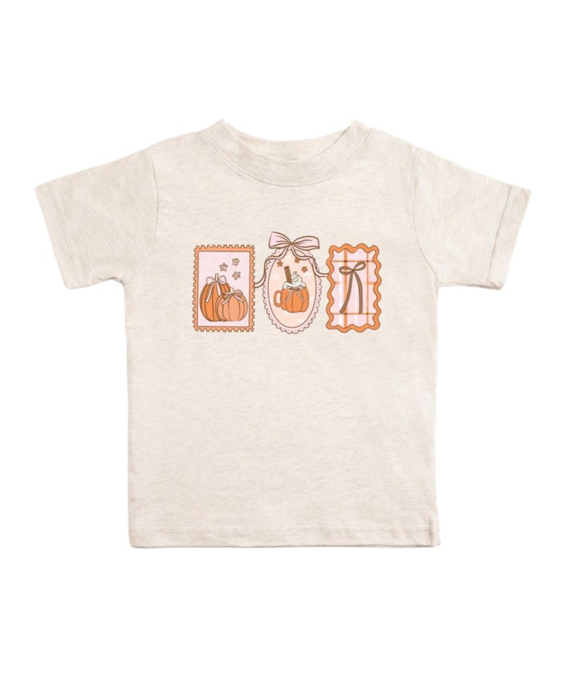Little Girls Pumpkin Cameo Short Sleeve T-Shirt