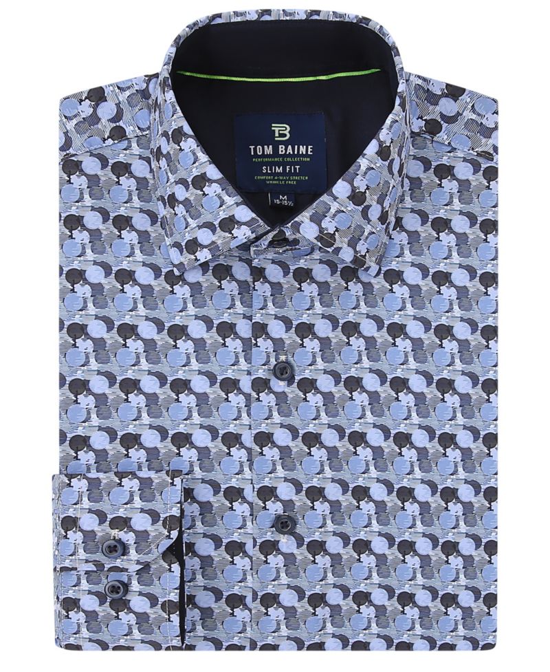 Men's Slim Fit Performance Long Sleeve Button Down Dress Shirt