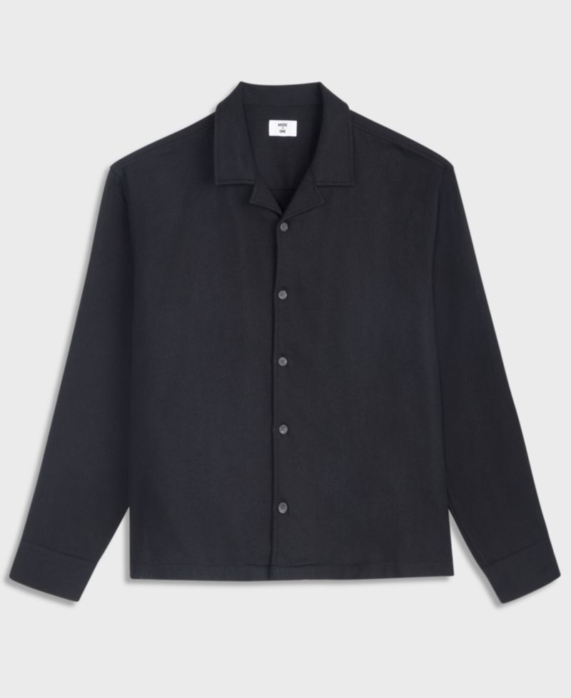Men's Flannel Camp Collar Relaxed-Fit Shirt