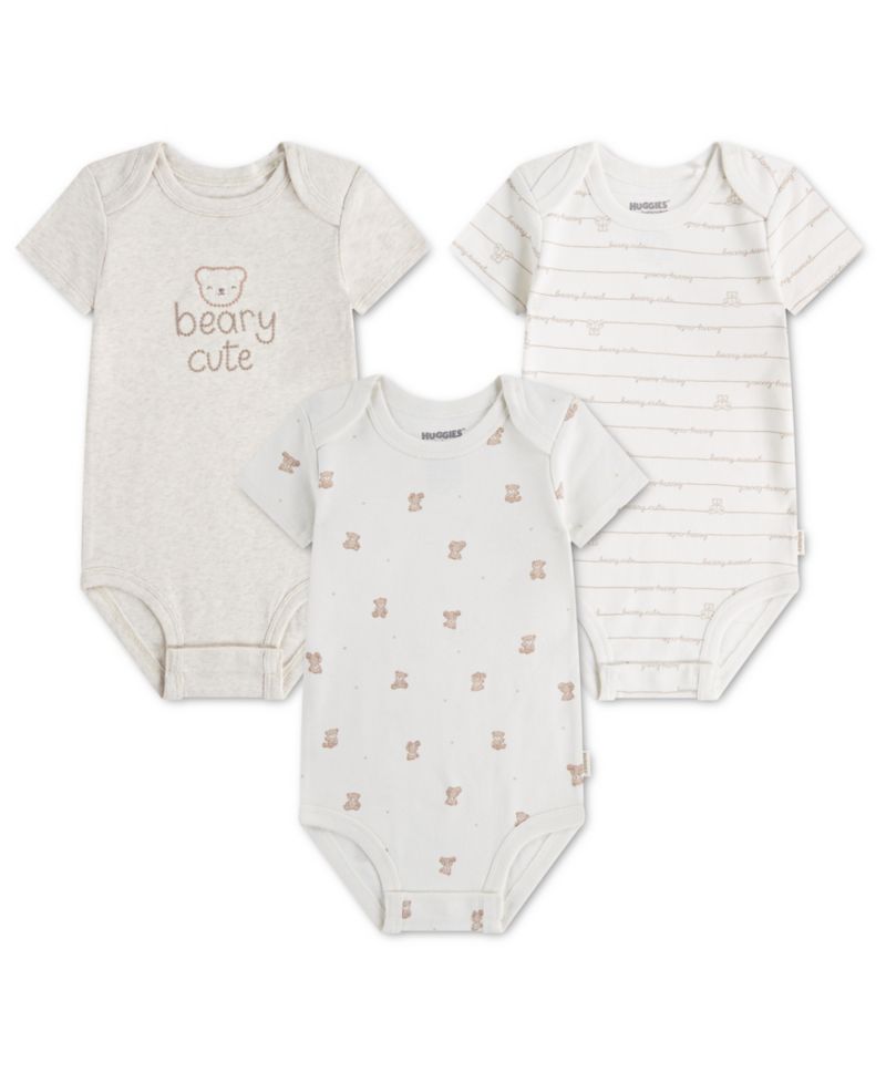 Baby Boys' and Baby Girls' Babywear Short-Sleeve Bodysuits, 3-Pack