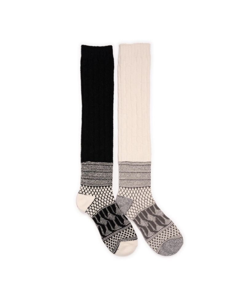 Women's Patchwork Texture Over-The-Knee Socks 2 Pack
