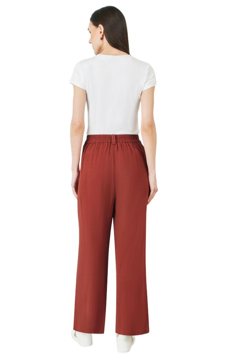 Women's Linen Mix Mid Rise Trousers