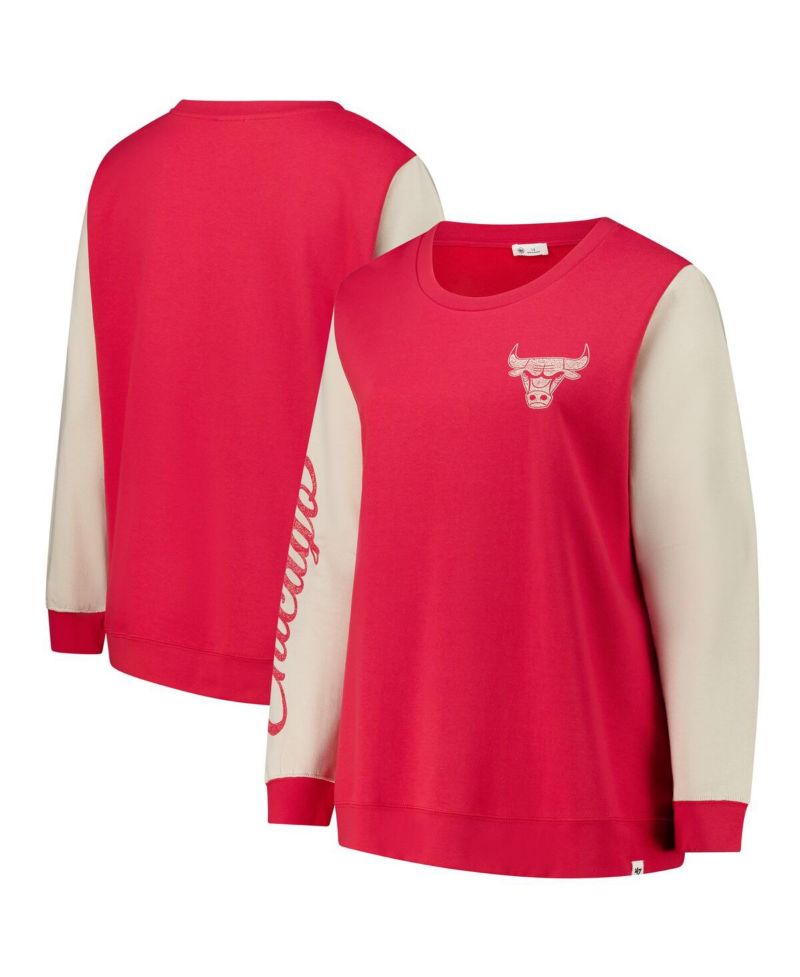 Women's Red Chicago Bulls Plus Size Oversized Rise Andie Pullover Sweatshirt