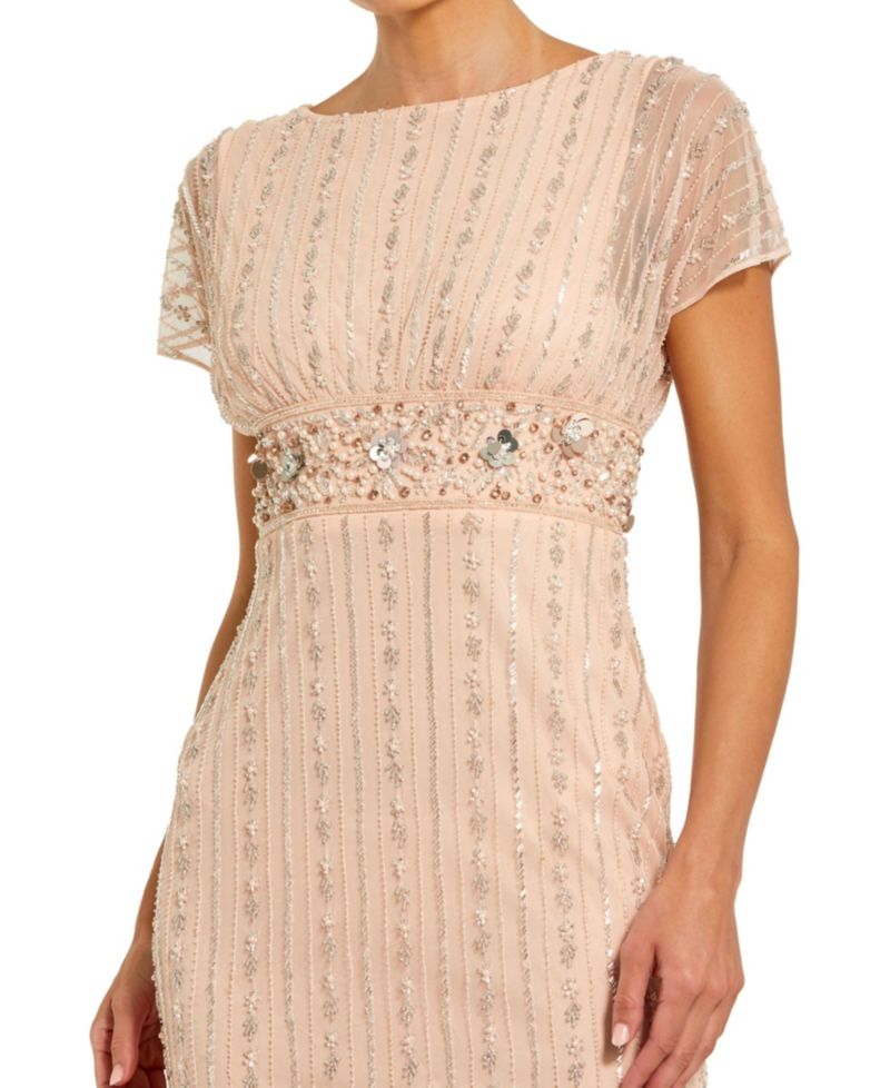Women’s Sleeveless Beaded Blouson Column Gown