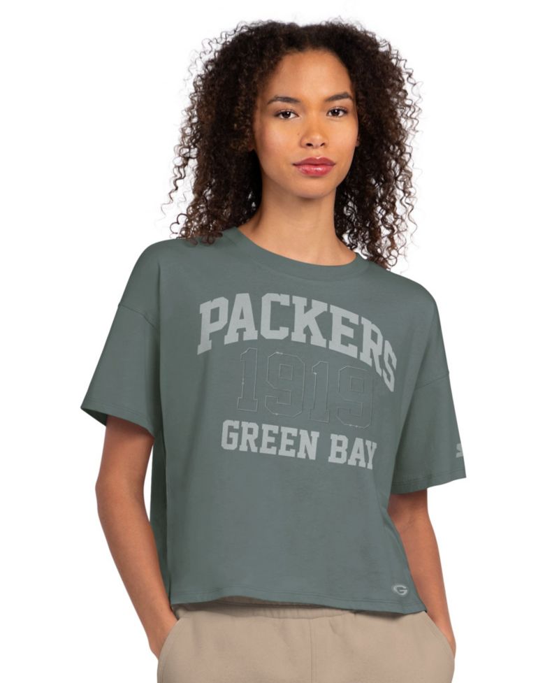 Women's Green Bay Packers Rhinestone Boxy Cropped T-Shirt