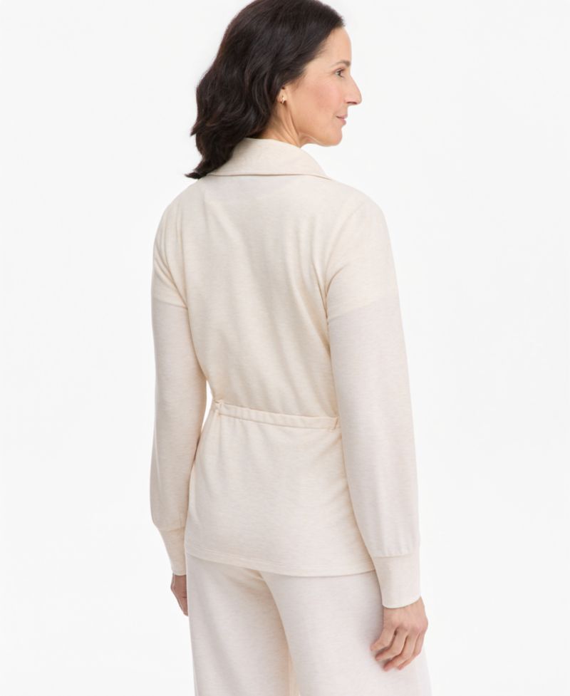 Petite LuxLounge Long-Sleeve Collared Tunic Top