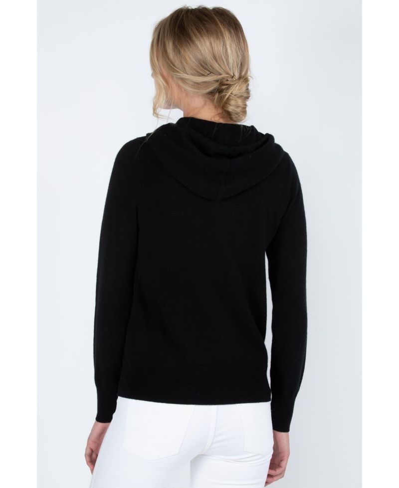 Women's 100% Pure Cashmere Long Sleeve Zip Hoodie Cardigan Sweater