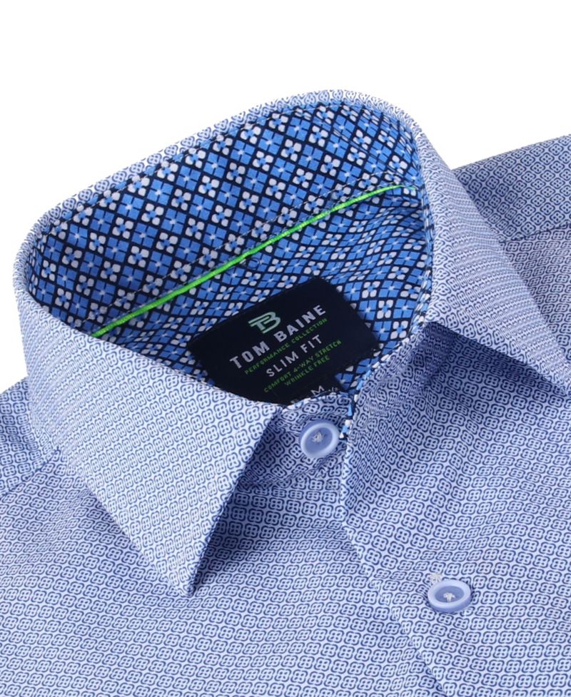 Men's Slim Fit Short Sleeve Performance Button Down Dress Shirt