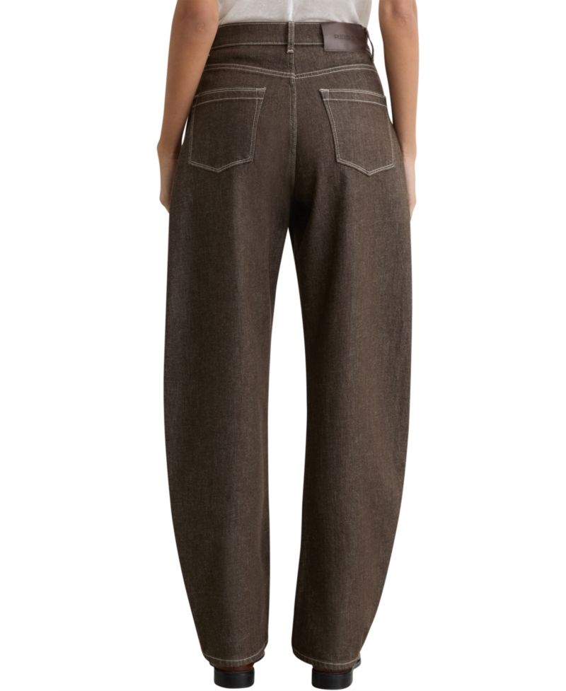 Women's Barrel-Leg Topstitched Jeans