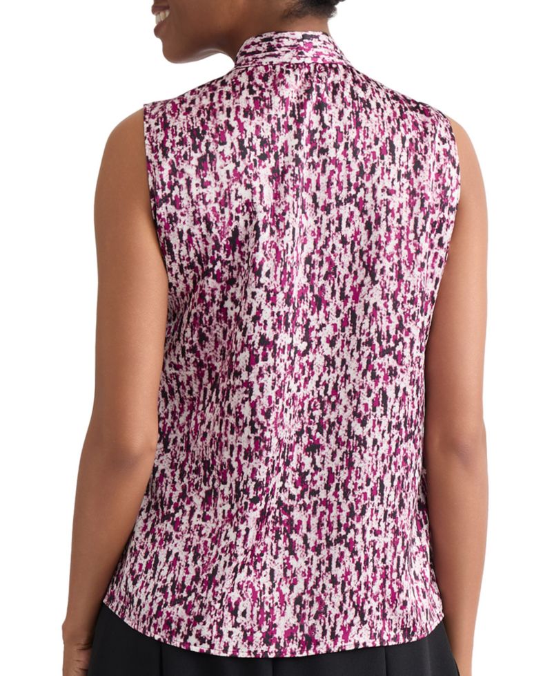 Women's Printed V-Neck Inverted-Pleat Blouse