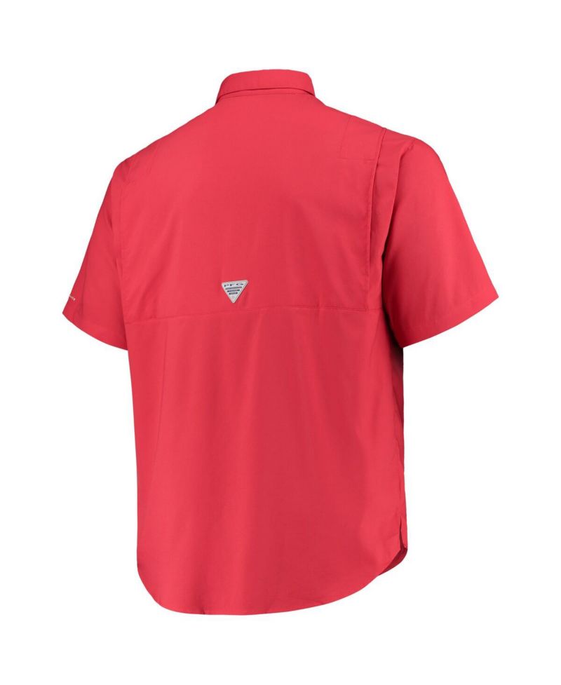Men's Scarlet Ohio State Buckeyes Big and Tall Tamiami Omni-Shade Button-Down Shirt