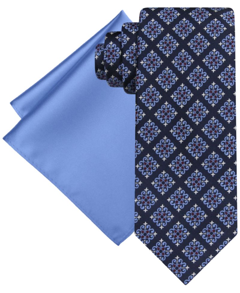 Men's Square Tie & Solid Pocket Square Set