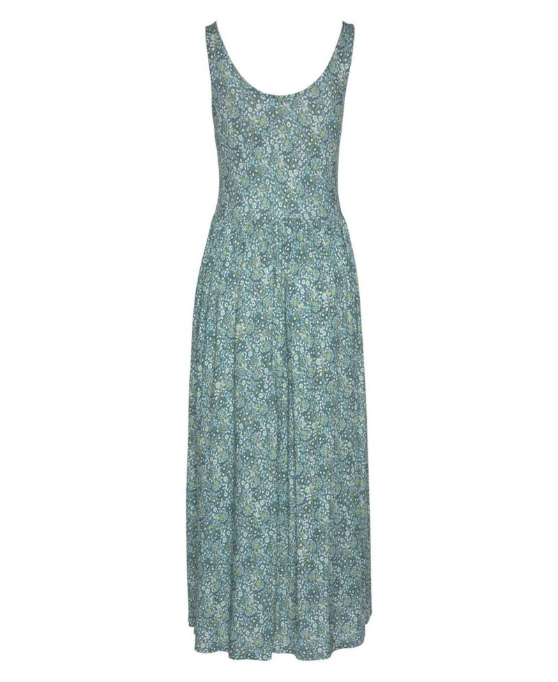 Women's Viscose Printed Scoop Neck A-Line Scoop-Neck Midi Dress