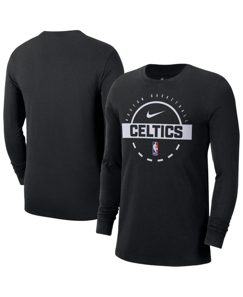 Men's Black Boston Celtics Authentic Long Sleeve Practice T-Shirt