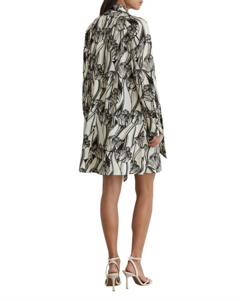 Women's Alwen Long-Sleeve Floral-Print Tie-Neck Mini Dress